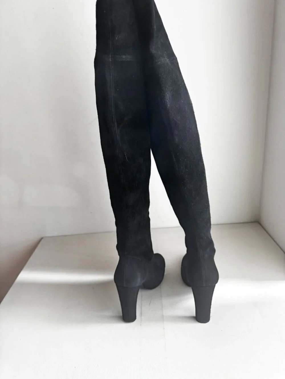 Stuart Weitzman Black Suede Sock Over the Knee Boots